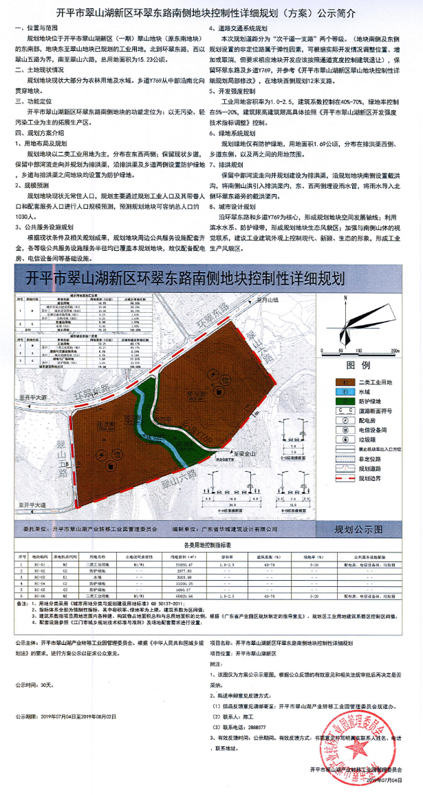 《開平市翠山湖新區(qū)環(huán)翠東路南側(cè)地塊控制性詳細規(guī)劃》方案公示.png